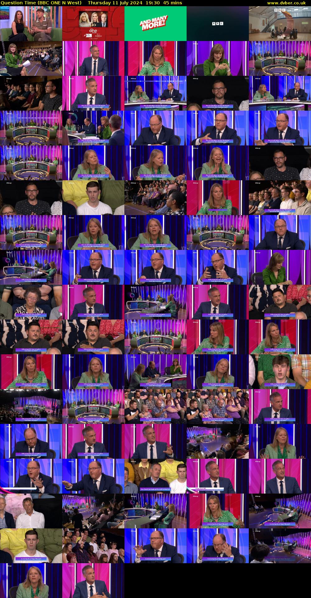 Question Time (BBC ONE N West) Thursday 11 July 2024 19:30 - 20:15
