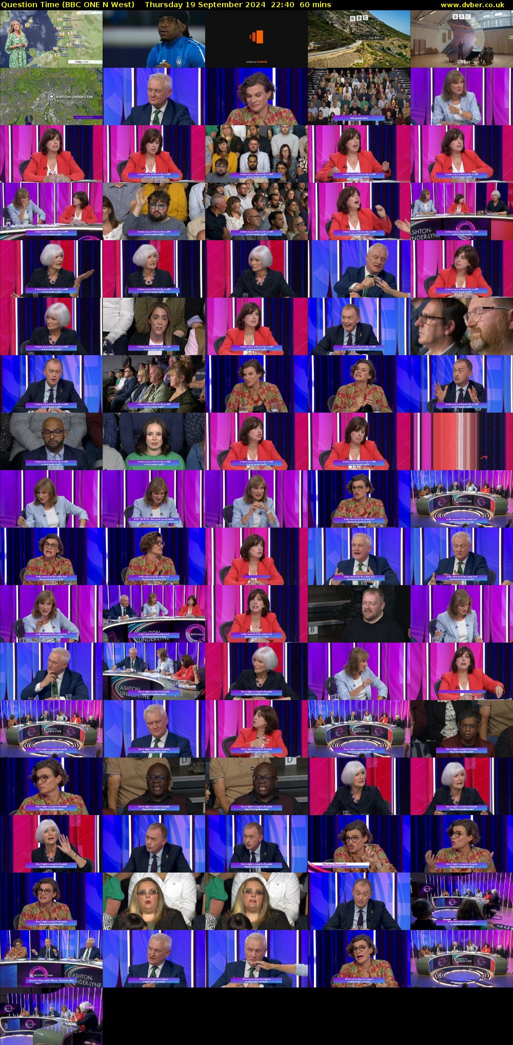 Question Time (BBC ONE N West) Thursday 19 September 2024 22:40 - 23:40