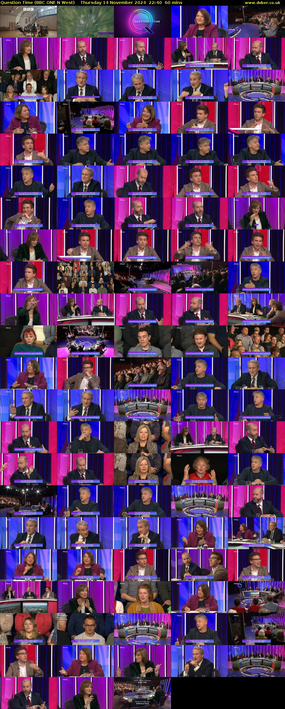 Question Time (BBC ONE N West) Thursday 14 November 2024 22:40 - 23:40
