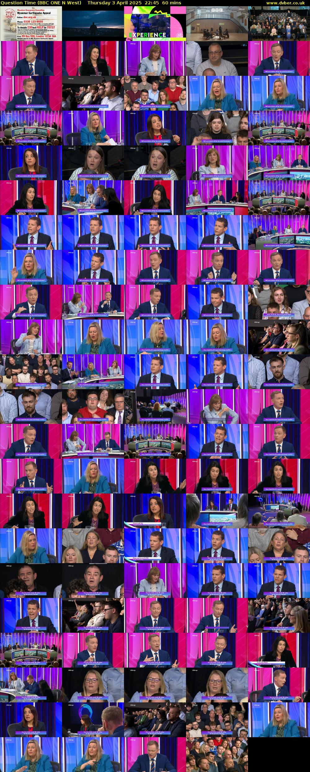 Question Time (BBC ONE N West) Thursday 3 April 2025 22:45 - 23:45