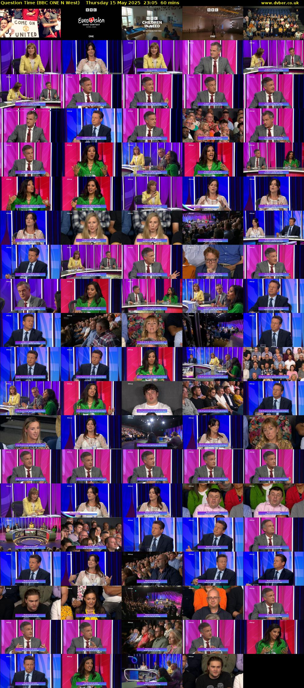Question Time (BBC ONE N West) Thursday 15 May 2025 23:05 - 00:05
