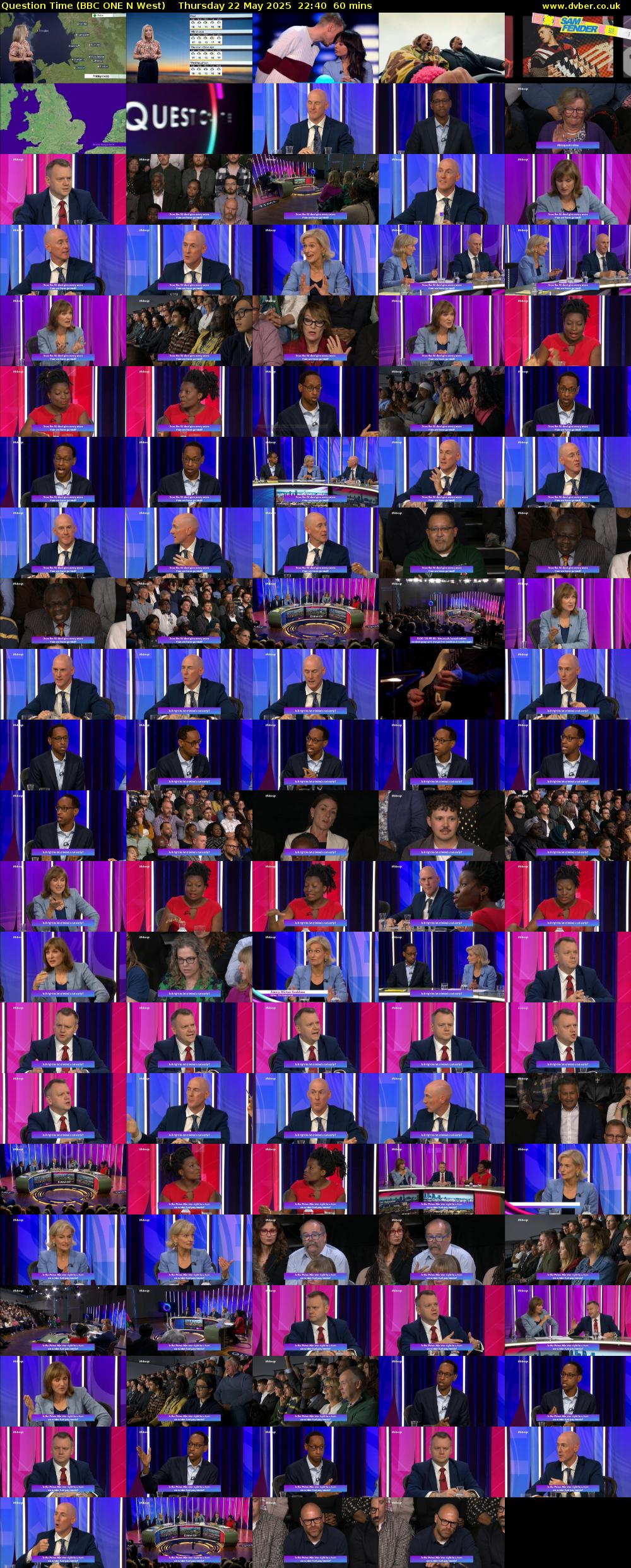 Question Time (BBC ONE N West) Thursday 22 May 2025 22:40 - 23:40
