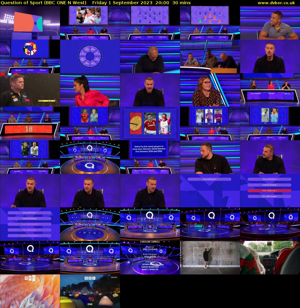 Question of Sport (BBC ONE N West) Friday 1 September 2023 20:00 - 20:30