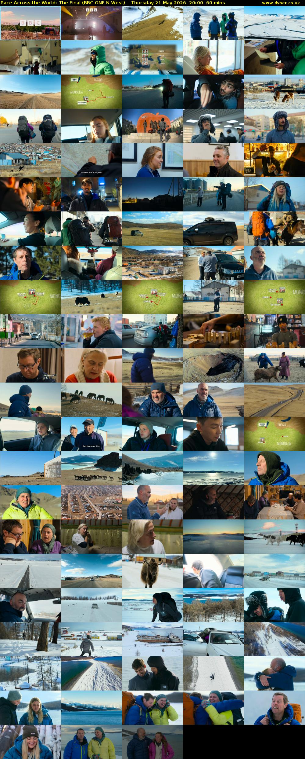 Race Across the World: The Final (BBC ONE N West) Thursday 21 May 2026 20:00 - 21:00