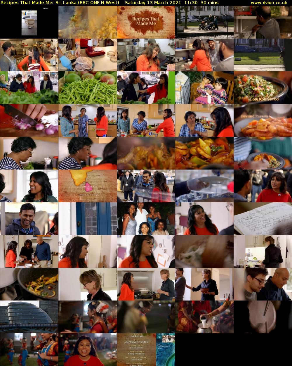 Recipes That Made Me: Sri Lanka (BBC ONE N West) Saturday 13 March 2021 11:30 - 12:00