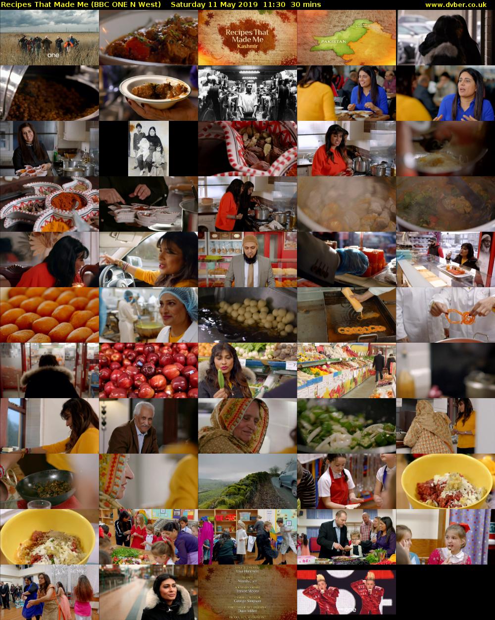 Recipes That Made Me (BBC ONE N West) Saturday 11 May 2019 11:30 - 12:00