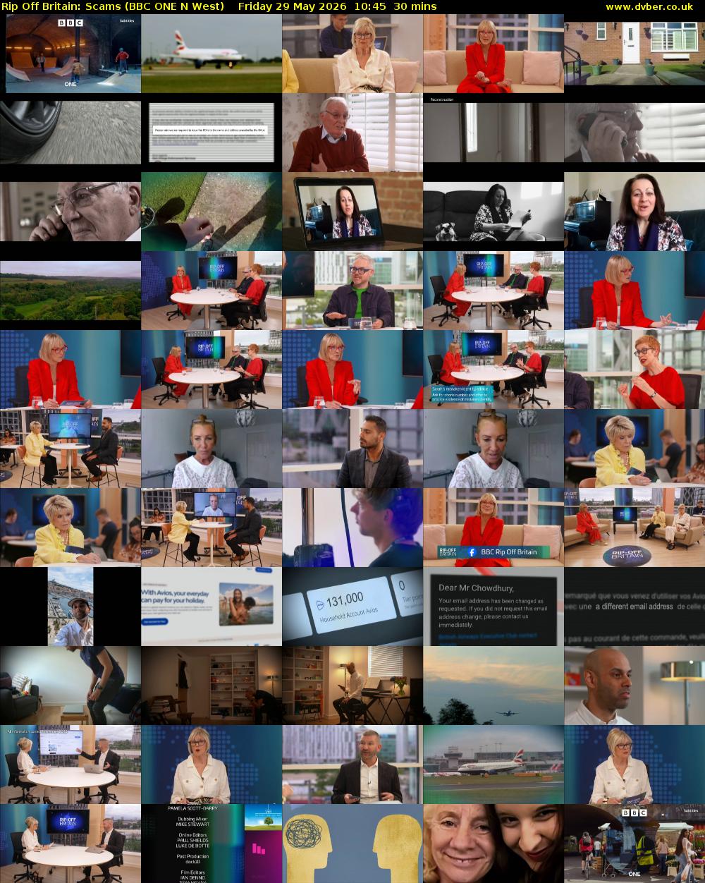 Rip Off Britain: Scams (BBC ONE N West) Friday 29 May 2026 10:45 - 11:15