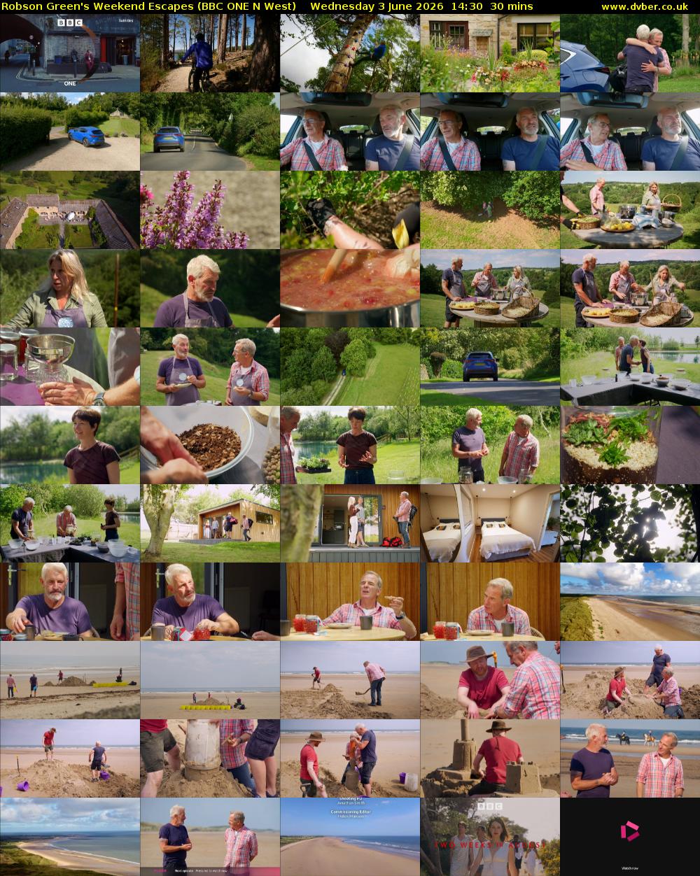Robson Green's Weekend Escapes (BBC ONE N West) Wednesday 3 June 2026 14:30 - 15:00