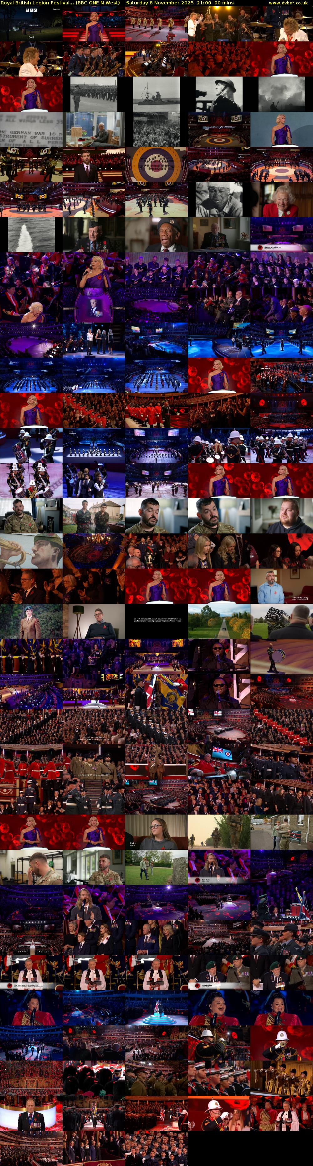 Royal British Legion Festival... (BBC ONE N West) Saturday 8 November 2025 21:00 - 22:30