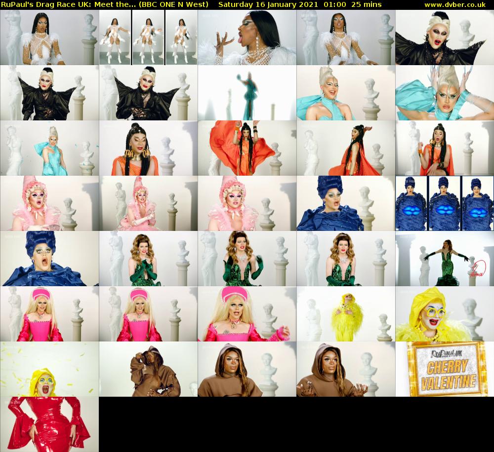 RuPaul's Drag Race UK: Meet the... (BBC ONE N West) Saturday 16 January 2021 01:00 - 01:25