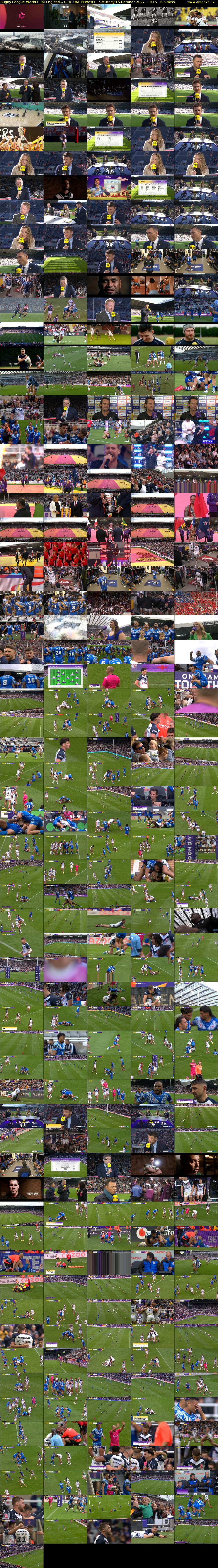 Rugby League World Cup: England... (BBC ONE N West) Saturday 15 October 2022 13:15 - 16:30
