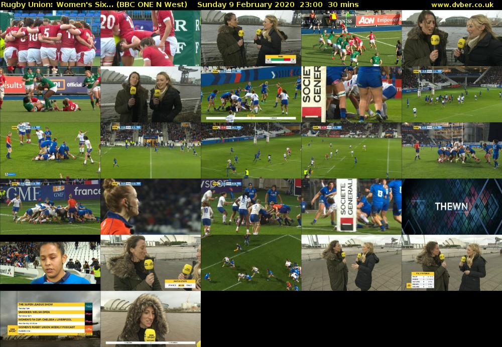 Rugby Union: Women's Six... (BBC ONE N West) Sunday 9 February 2020 23:00 - 23:30