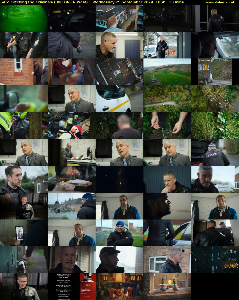 SAS: Catching the Criminals (BBC ONE N West) Wednesday 25 September 2024 10:45 - 11:15