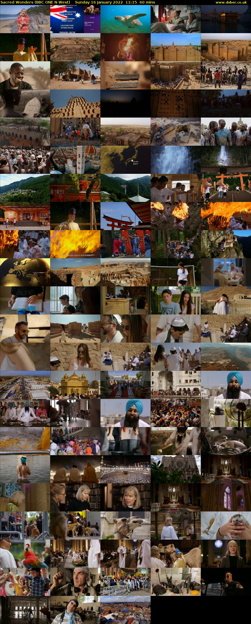 Sacred Wonders (BBC ONE N West) Sunday 16 January 2022 11:15 - 12:15