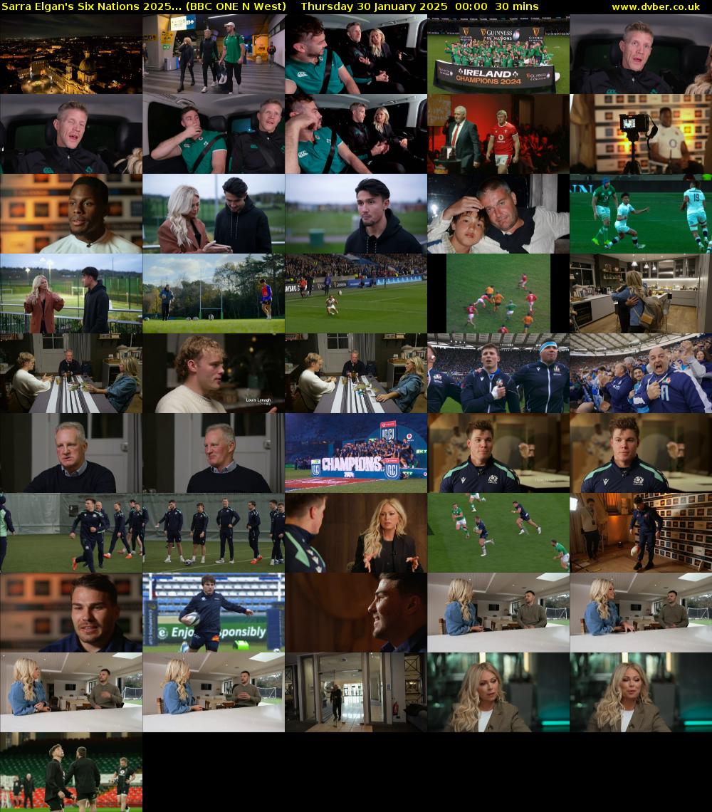 Sarra Elgan's Six Nations 2025... (BBC ONE N West) Thursday 30 January 2025 00:00 - 00:30