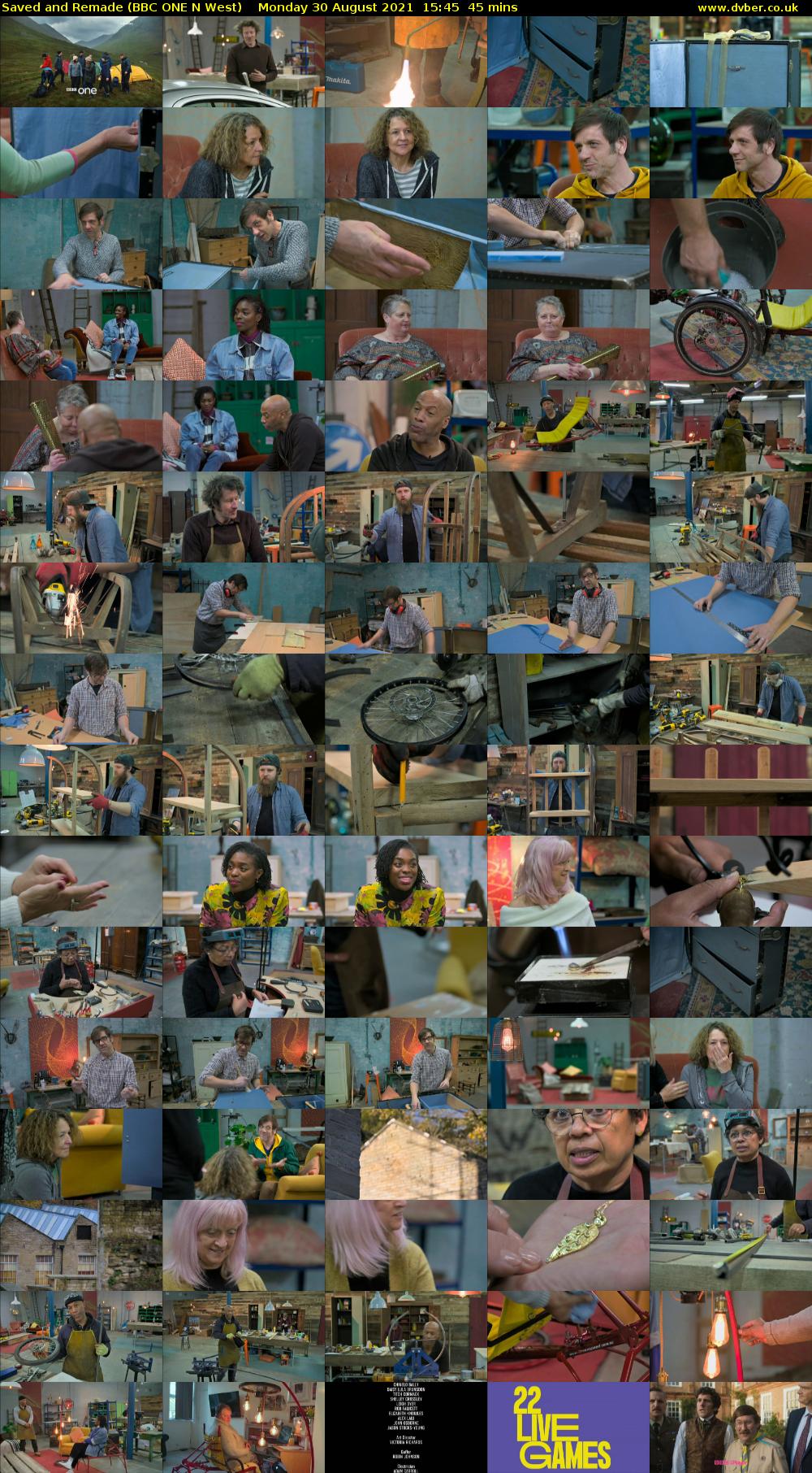 Saved and Remade (BBC ONE N West) Monday 30 August 2021 15:45 - 16:30
