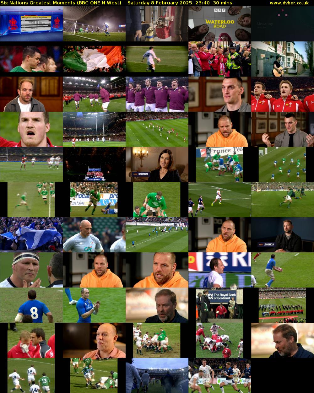 Six Nations Greatest Moments (BBC ONE N West) Saturday 8 February 2025 23:40 - 00:10