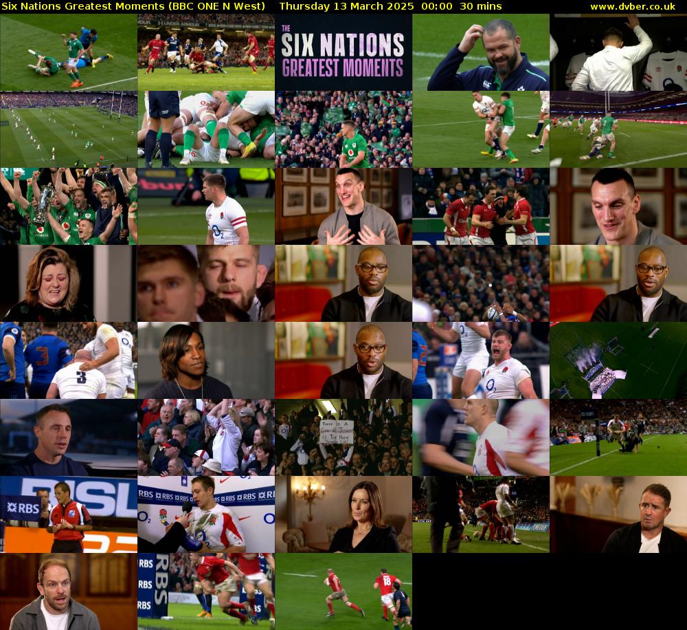 Six Nations Greatest Moments (BBC ONE N West) Thursday 13 March 2025 00:00 - 00:30