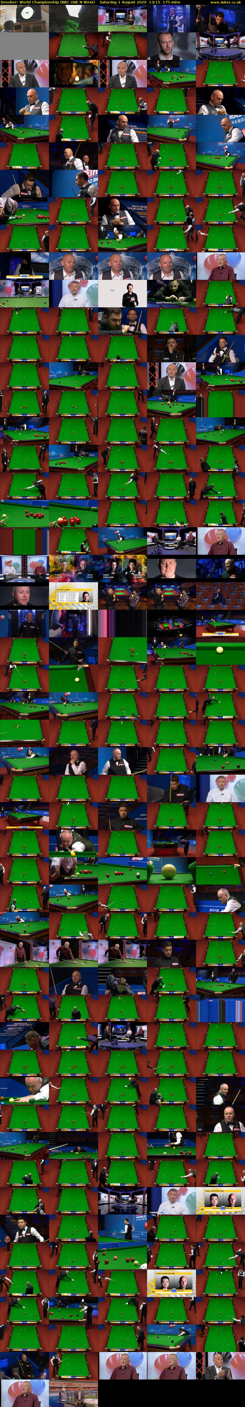 Snooker: World Championship (BBC ONE N West) Saturday 1 August 2020 13:15 - 16:10