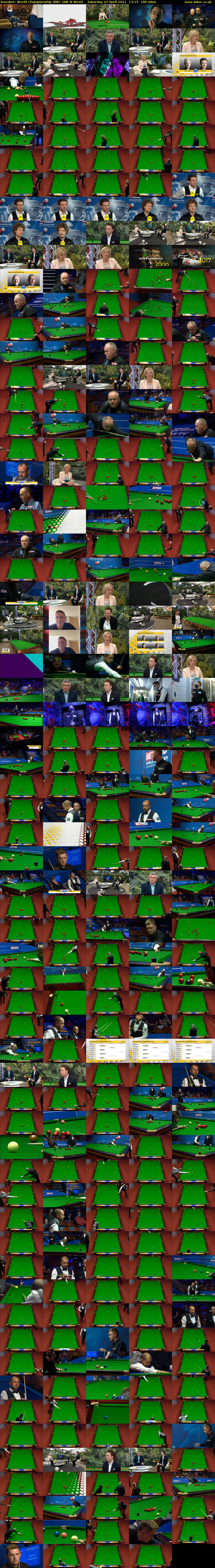 Snooker: World Championship (BBC ONE N West) Saturday 24 April 2021 13:15 - 16:15