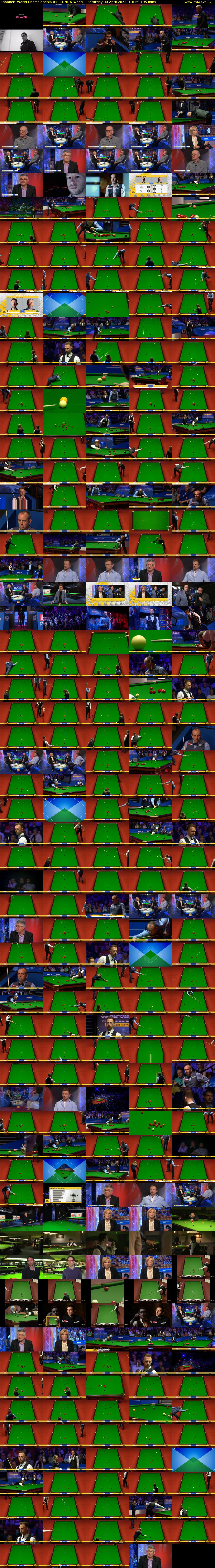 Snooker: World Championship (BBC ONE N West) Saturday 30 April 2022 13:15 - 16:30