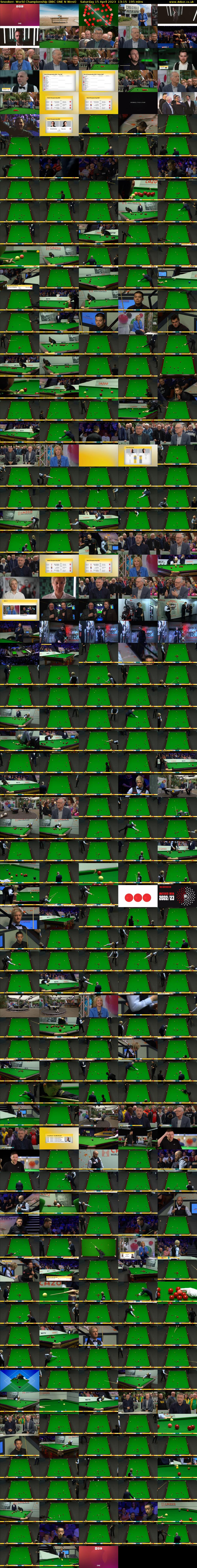 Snooker: World Championship (BBC ONE N West) Saturday 15 April 2023 13:15 - 16:30