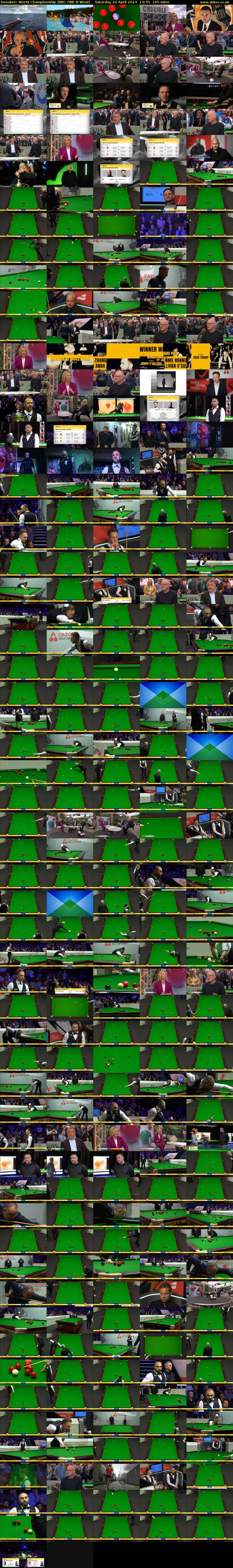 Snooker: World Championship (BBC ONE N West) Saturday 20 April 2024 13:45 - 16:30