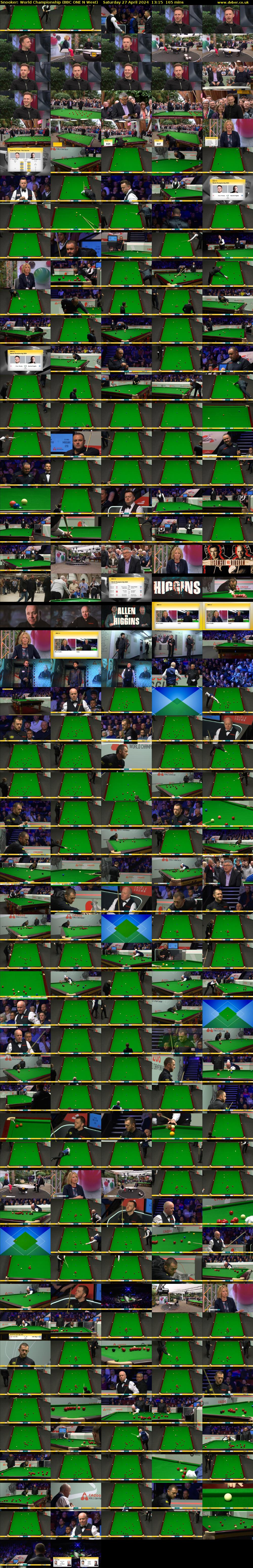 Snooker: World Championship (BBC ONE N West) Saturday 27 April 2024 13:15 - 16:00