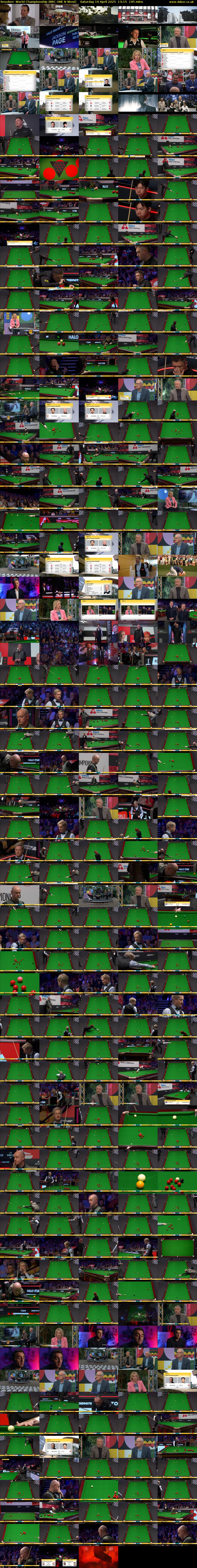 Snooker: World Championship (BBC ONE N West) Saturday 19 April 2025 13:15 - 16:30