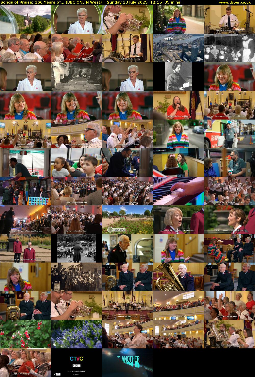 Songs of Praise: 160 Years of... (BBC ONE N West) Sunday 13 July 2025 12:15 - 12:50