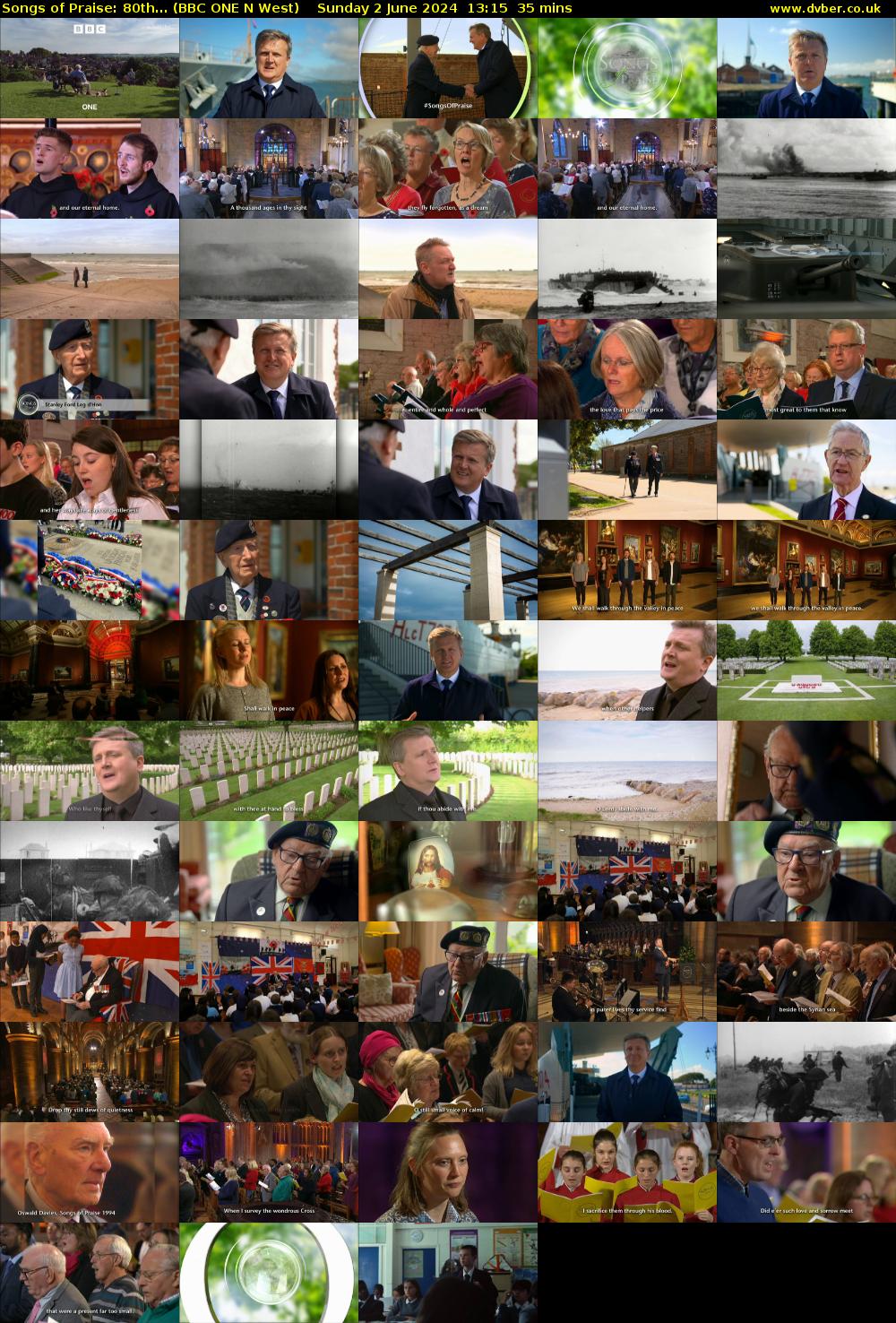 Songs of Praise: 80th... (BBC ONE N West) Sunday 2 June 2024 13:15 - 13:50