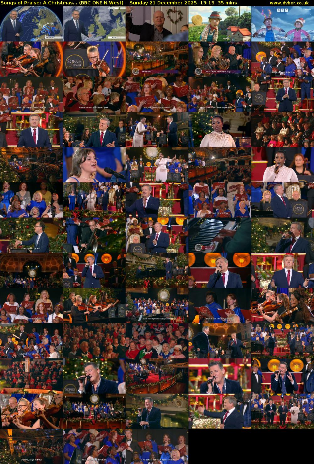 Songs of Praise: A Christmas... (BBC ONE N West) Sunday 21 December 2025 13:15 - 13:50