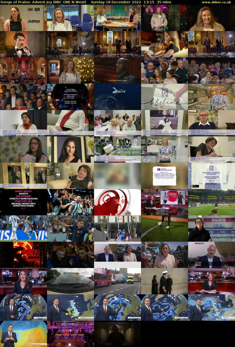 Songs of Praise: Advent Joy (BBC ONE N West) Sunday 18 December 2022 13:15 - 13:50
