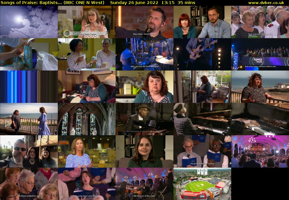 Songs of Praise: Baptists... (BBC ONE N West) Sunday 26 June 2022 13:15 - 13:50