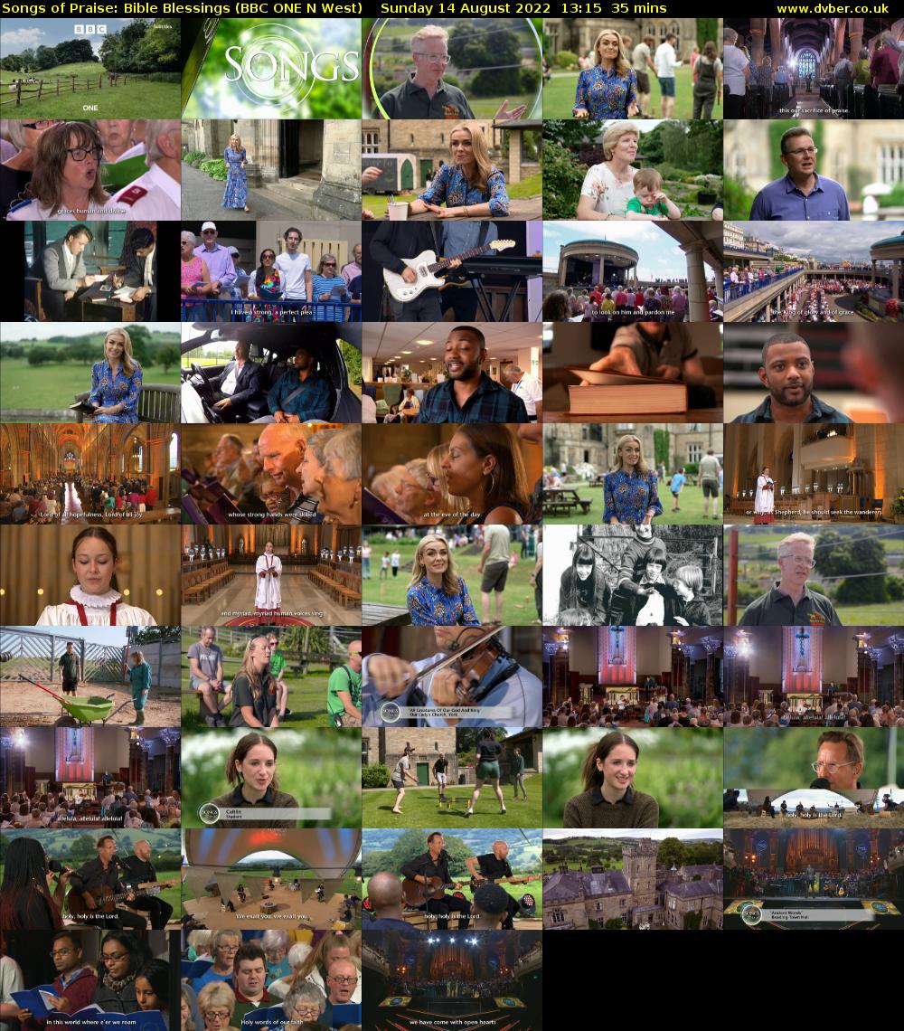 Songs of Praise: Bible Blessings (BBC ONE N West) Sunday 14 August 2022 13:15 - 13:50