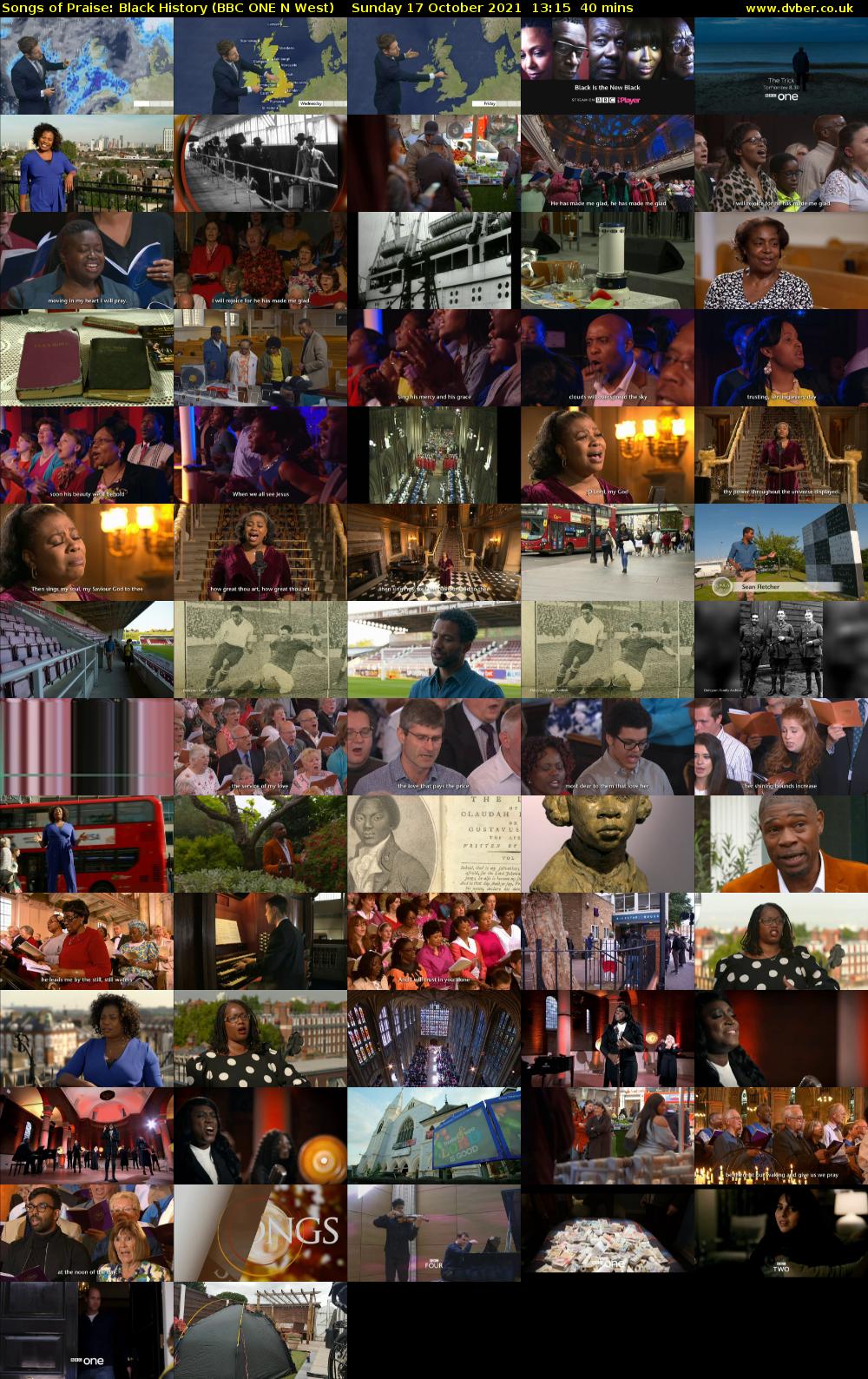 Songs of Praise: Black History (BBC ONE N West) Sunday 17 October 2021 13:15 - 13:55