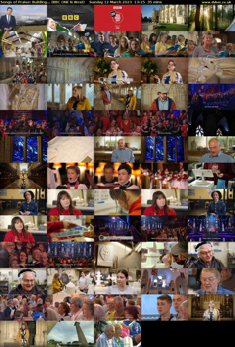Songs of Praise: Building... (BBC ONE N West) Sunday 12 March 2023 13:15 - 13:50