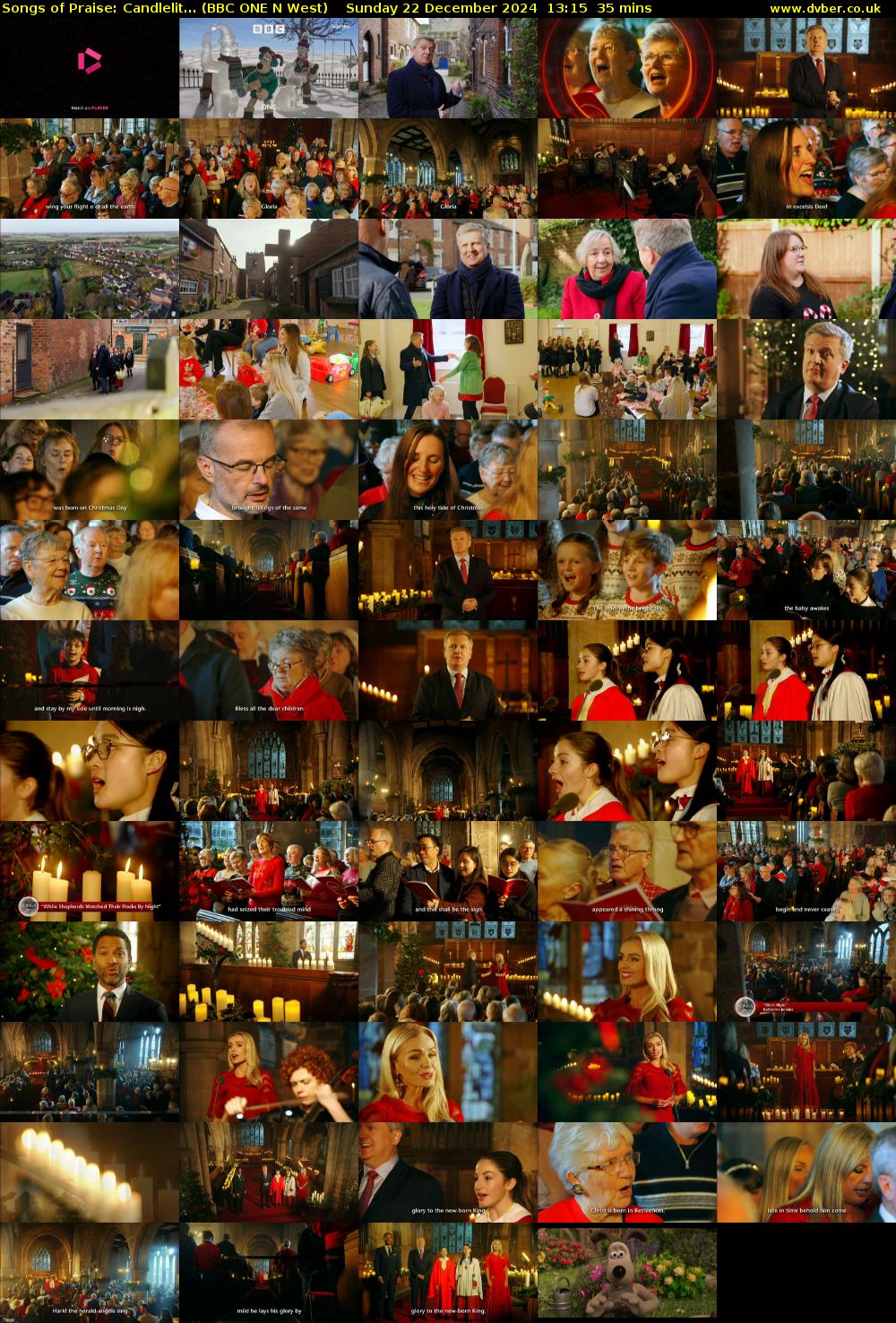 Songs of Praise: Candlelit... (BBC ONE N West) Sunday 22 December 2024 13:15 - 13:50