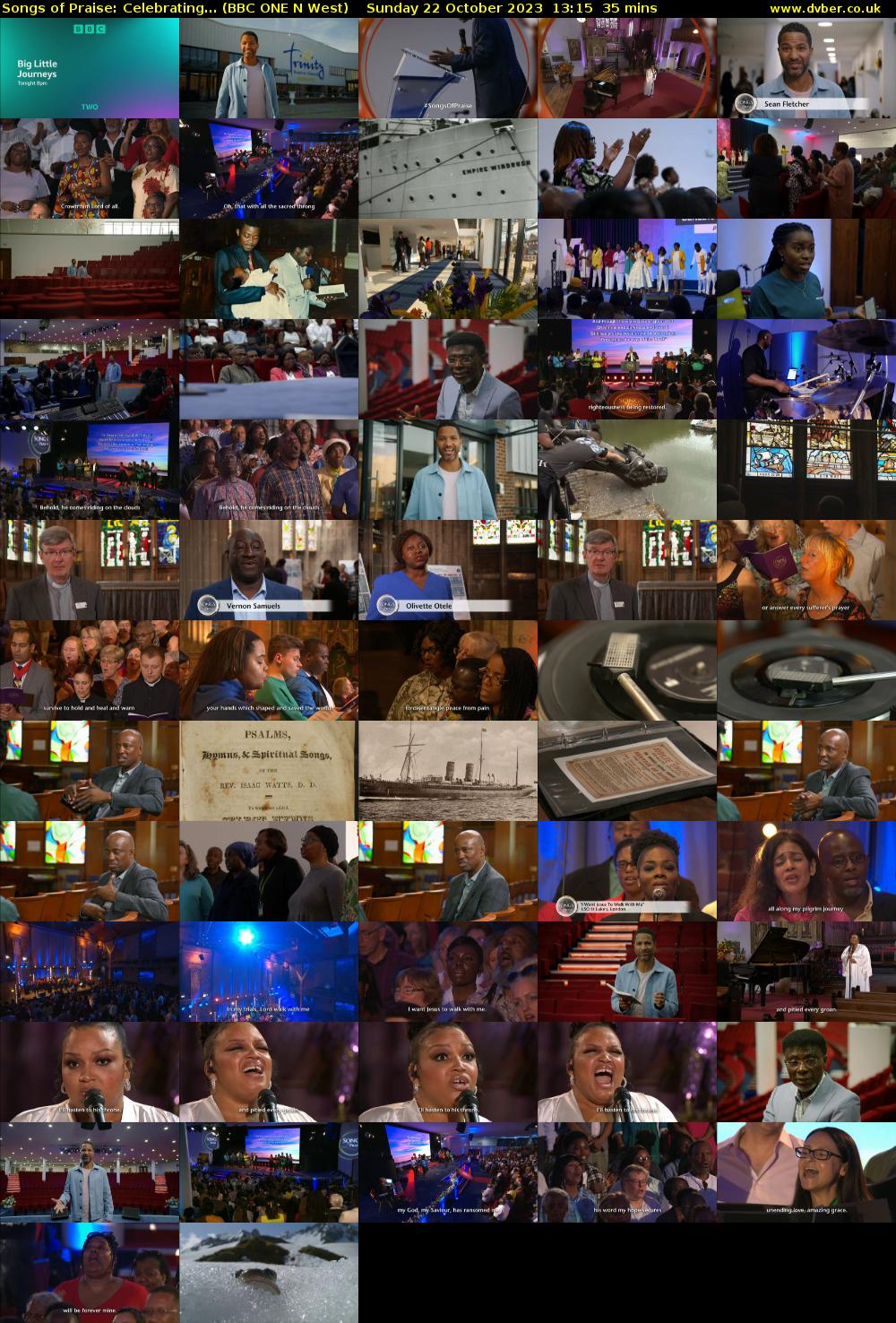 Songs of Praise: Celebrating... (BBC ONE N West) Sunday 22 October 2023 13:15 - 13:50