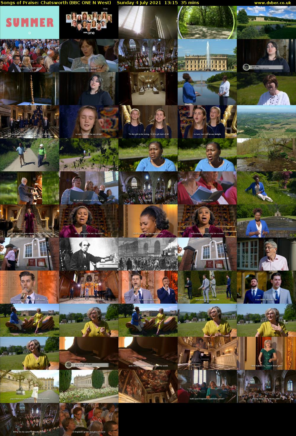 Songs of Praise: Chatsworth (BBC ONE N West) Sunday 4 July 2021 13:15 - 13:50