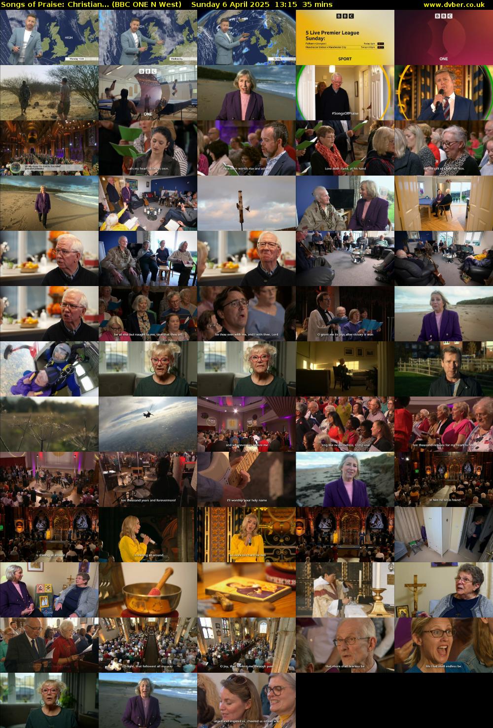 Songs of Praise: Christian... (BBC ONE N West) Sunday 6 April 2025 13:15 - 13:50