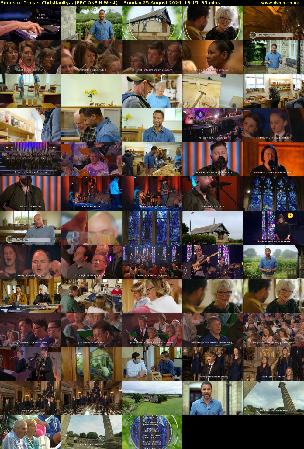 Songs of Praise: Christianity... (BBC ONE N West) Sunday 25 August 2024 13:15 - 13:50