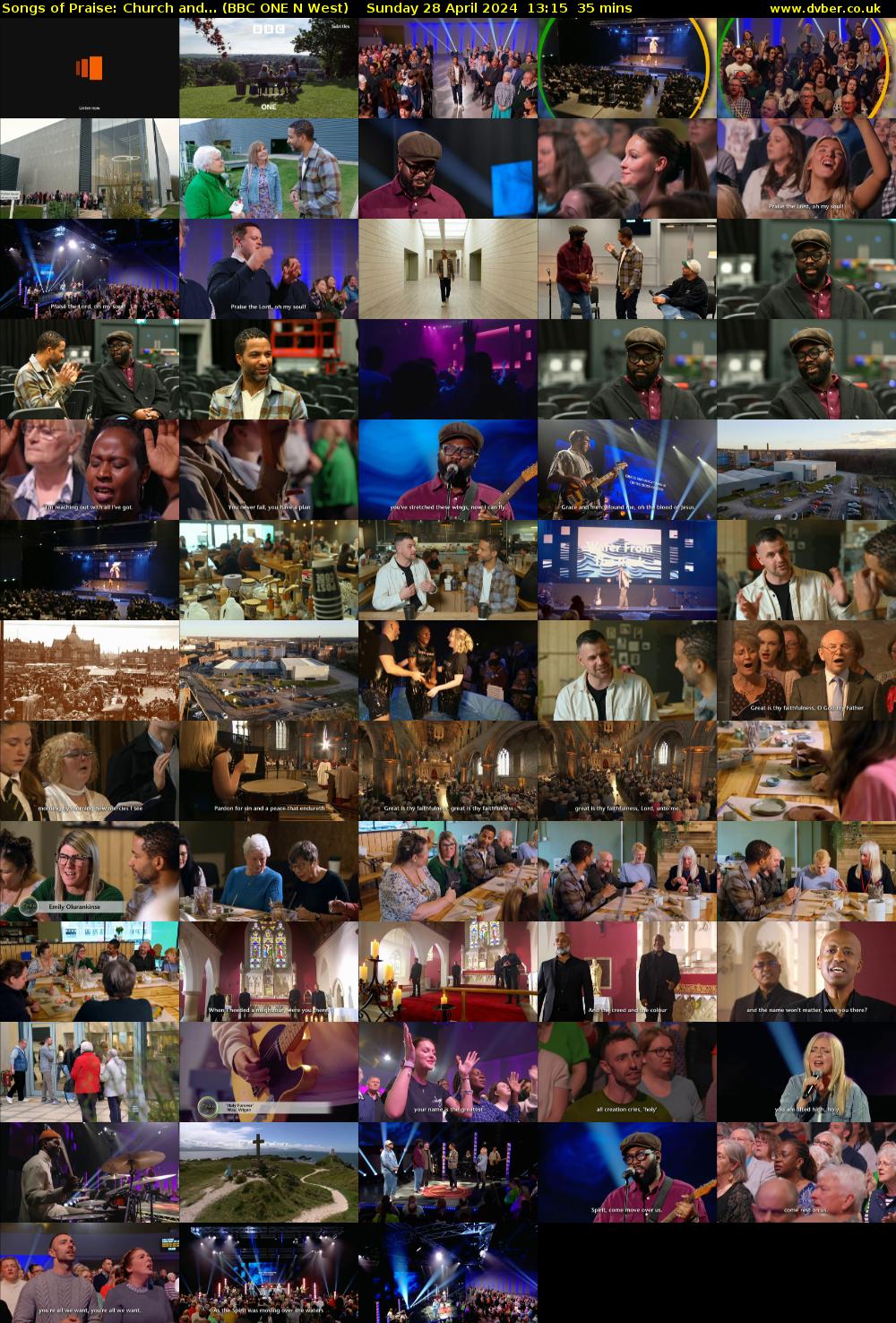 Songs of Praise: Church and... (BBC ONE N West) Sunday 28 April 2024 13:15 - 13:50
