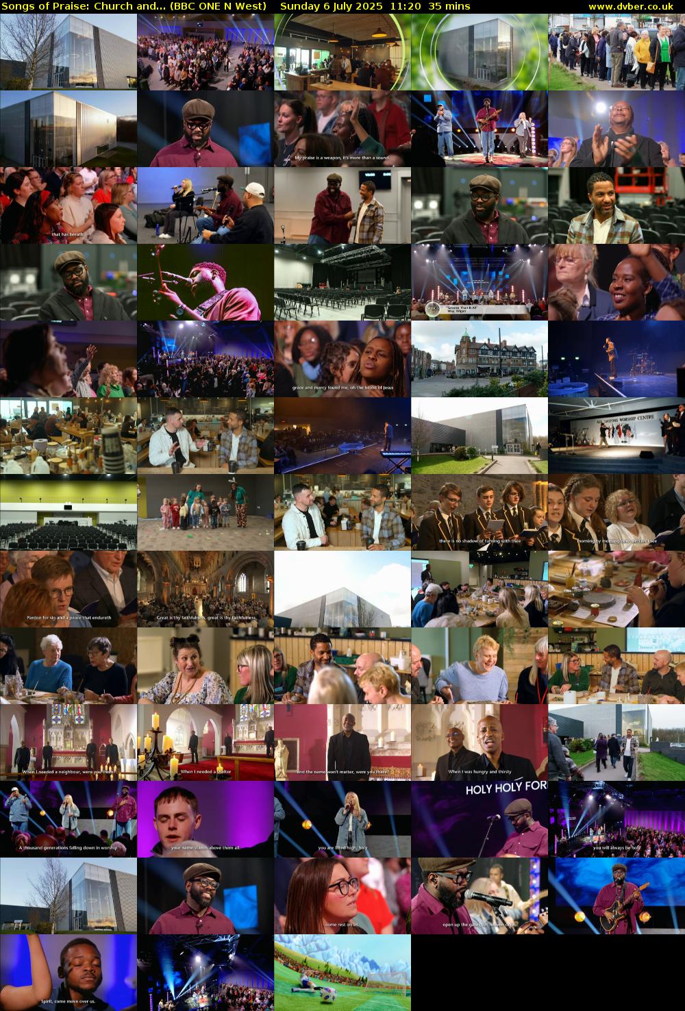 Songs of Praise: Church and... (BBC ONE N West) Sunday 6 July 2025 11:20 - 11:55