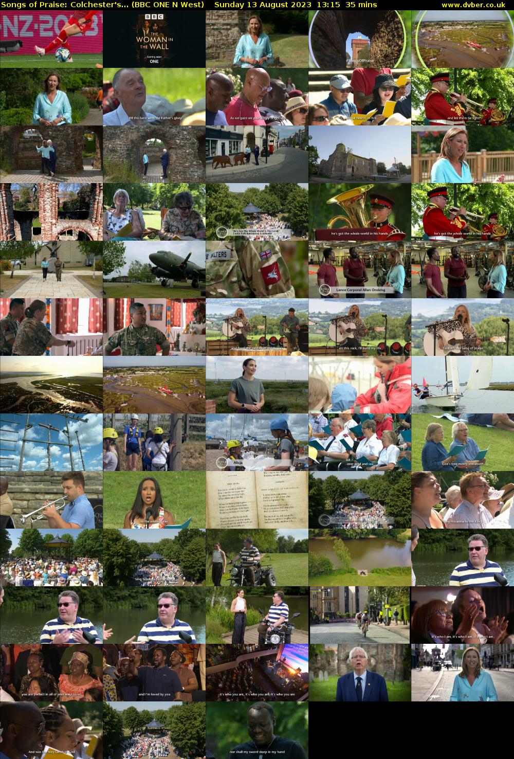 Songs of Praise: Colchester's... (BBC ONE N West) Sunday 13 August 2023 13:15 - 13:50