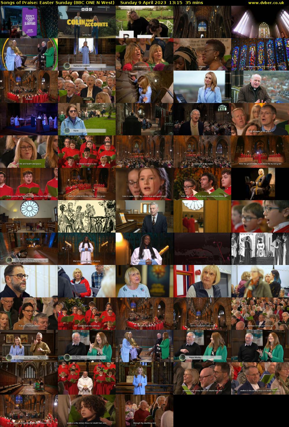 Songs of Praise: Easter Sunday (BBC ONE N West) Sunday 9 April 2023 13:15 - 13:50