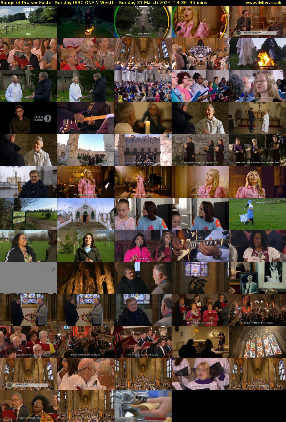 Songs of Praise: Easter Sunday (BBC ONE N West) Sunday 31 March 2024 13:30 - 14:05