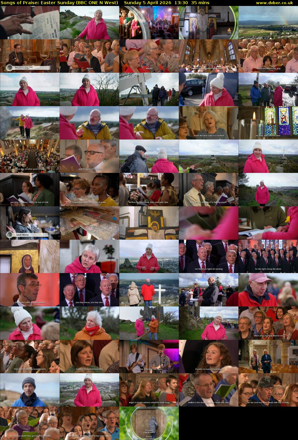 Songs of Praise: Easter Sunday (BBC ONE N West) Sunday 5 April 2026 13:30 - 14:05