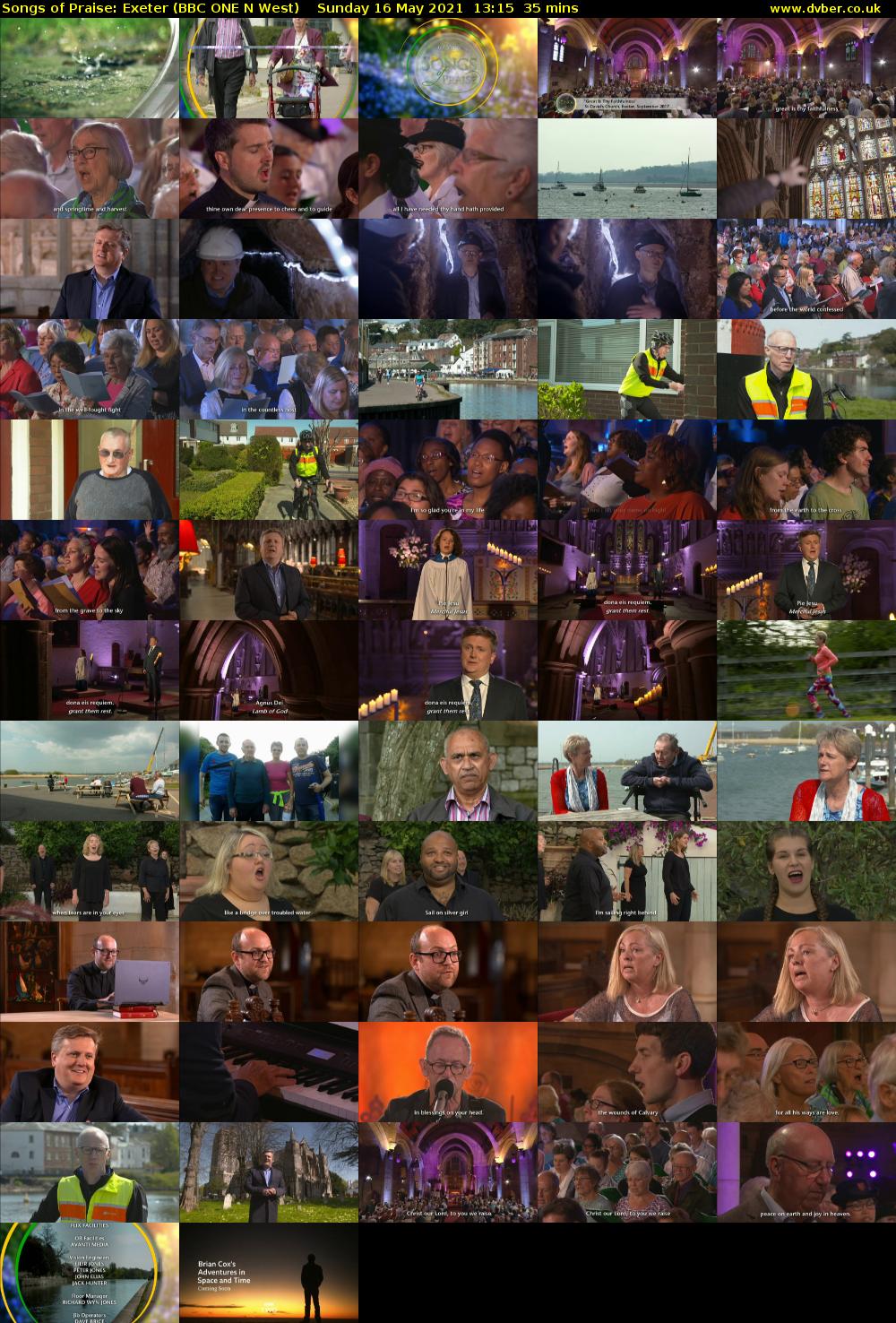 Songs of Praise: Exeter (BBC ONE N West) Sunday 16 May 2021 13:15 - 13:50