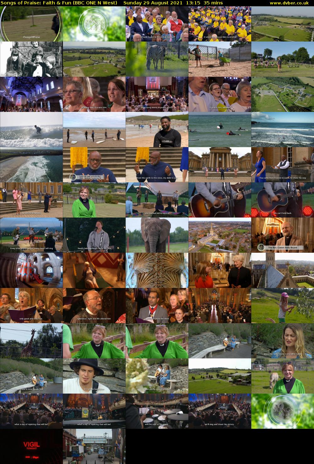 Songs of Praise: Faith & Fun (BBC ONE N West) Sunday 29 August 2021 13:15 - 13:50